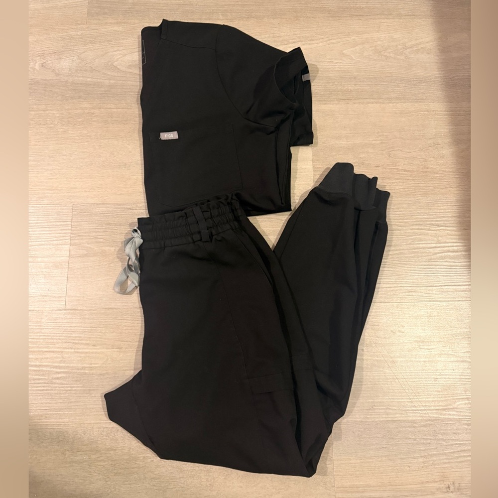 Figs Scrub Set Black Small Petite